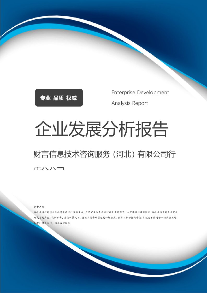 信息技術(shù)咨詢服務(wù)行業(yè)新星——財(cái)言信息技術(shù)咨詢服務(wù)(河北)行唐分公司企業(yè)發(fā)展分析報(bào)告
